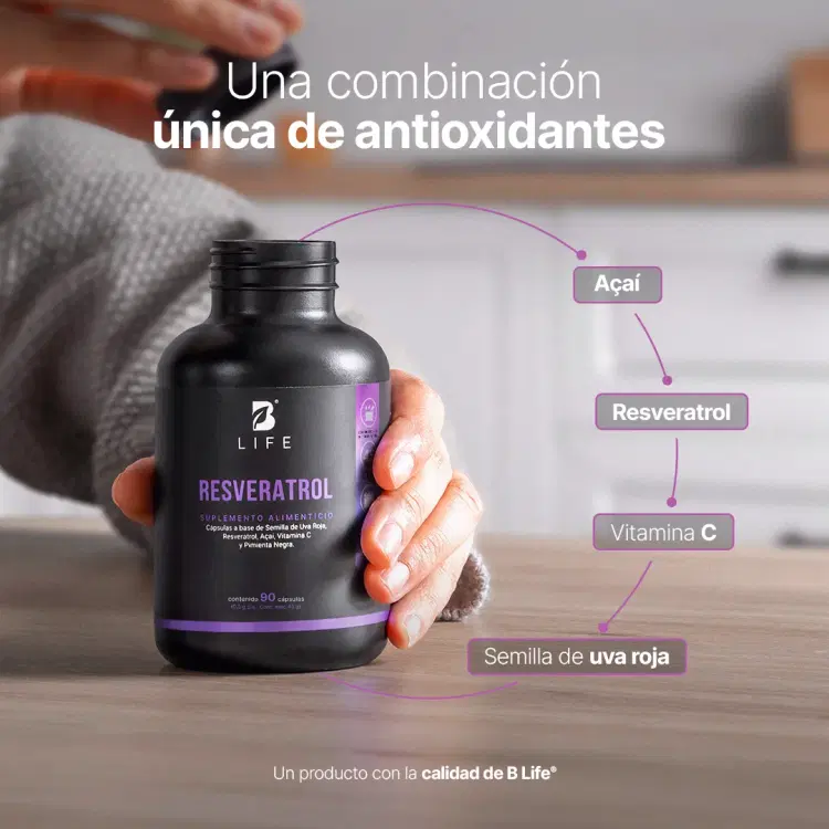 resveratrol | con uva roja, açaí, vitamina c y pimienta negra | 1000 mg por porción